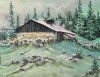 Chez David Aubert 1993 - Jura, Vallée de Joux, Gouache 55x73